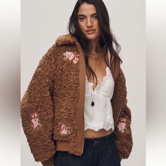 By Anthropologie Jackets & Blazers - NWT | By Anthropologie Floral
Embroidered Sherpa Bomber Jacket | Size XL
